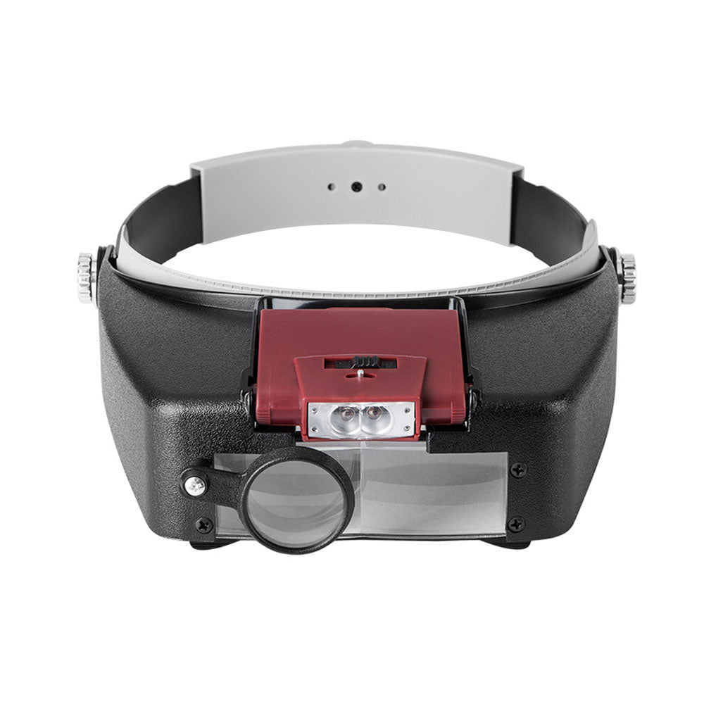 Magnifying Glass with LED Light Visor Head Loupe Headband Magnifier Red