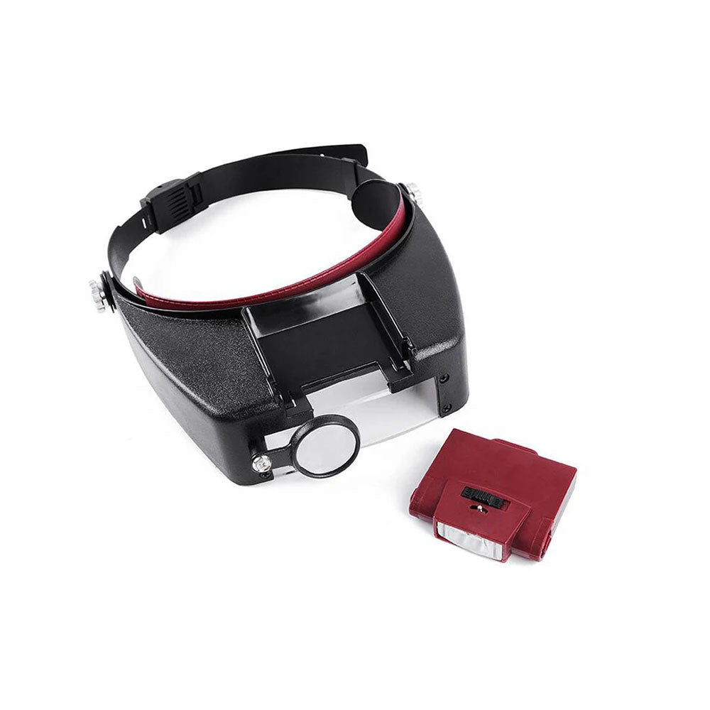 Magnifying Glass with LED Light Visor Head Loupe Headband Magnifier Red