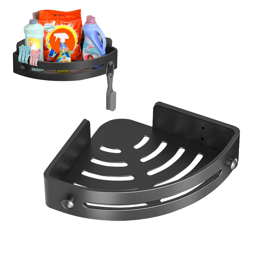 Shower Adhesive Corner Shelf Bathroom Storage Organizer Basket Black