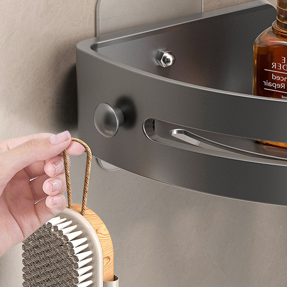Shower Adhesive Corner Shelf Bathroom Storage Organizer Basket Black
