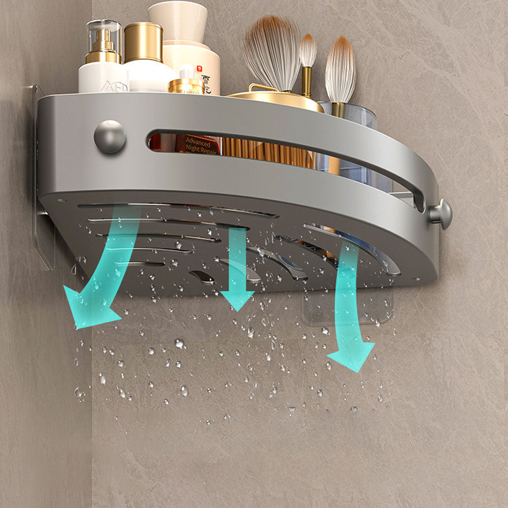 Shower Adhesive Corner Shelf Bathroom Storage Organizer Basket Black