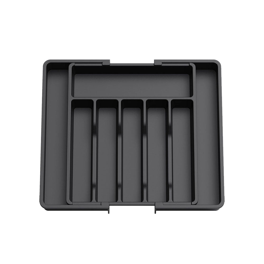 Expandable Utensil Tray Kitchen Drawer Organizer for Forks Knives Black