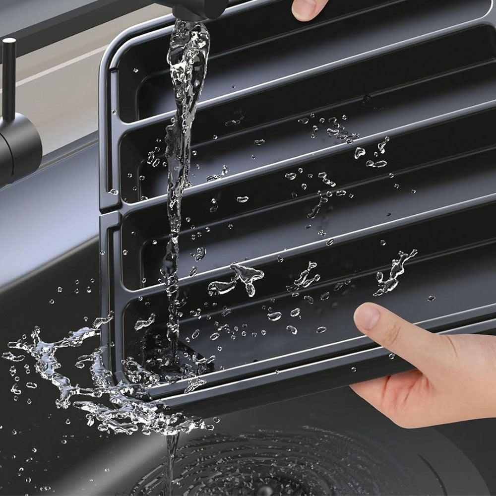 Expandable Utensil Tray Kitchen Drawer Organizer for Forks Knives Black