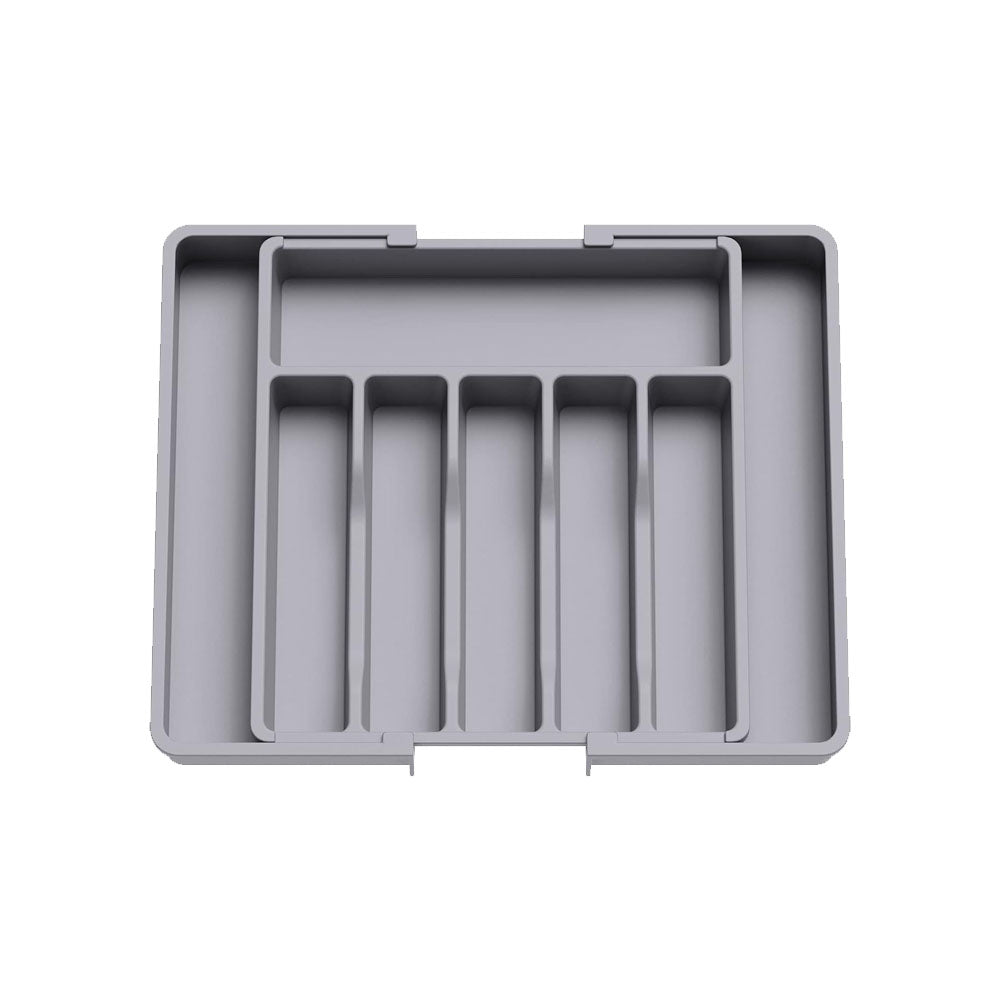 Expandable Utensil Tray Kitchen Drawer Organizer for Forks Knives Grey
