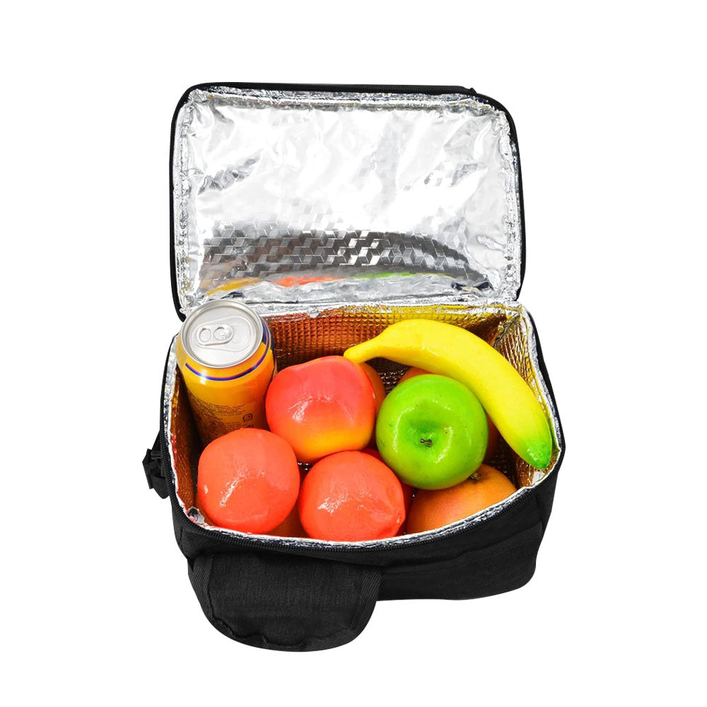 Insulated Lunch Bag Cooler Tote Bag with Shoulder Strap Black