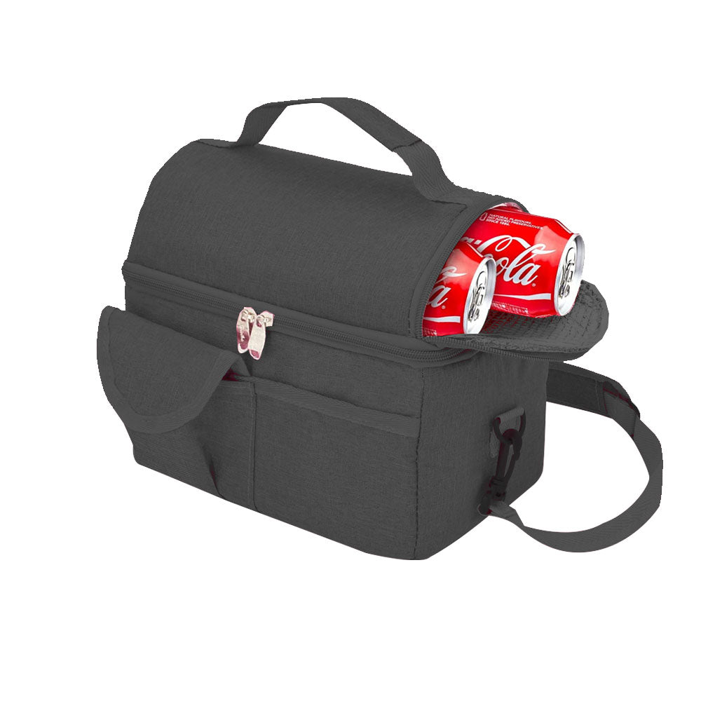 Insulated Lunch Bag Cooler Tote Bag with Shoulder Strap Black