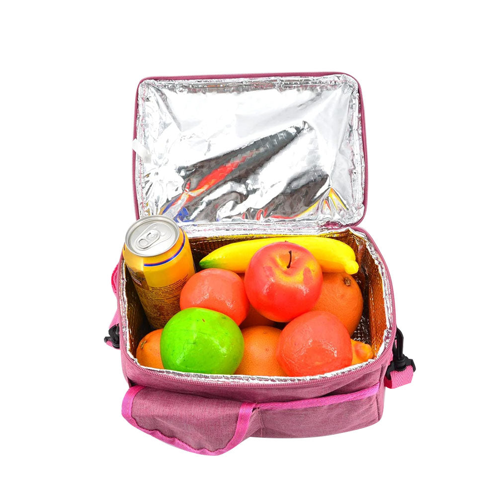 Insulated Lunch Bag Cooler Tote Bag with Shoulder Strap Pink
