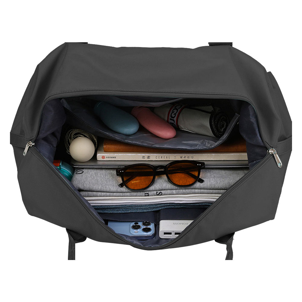 Travel Duffle Bag Carry On Cabin Bag Luggage Bag with Trolley Sleeve Black