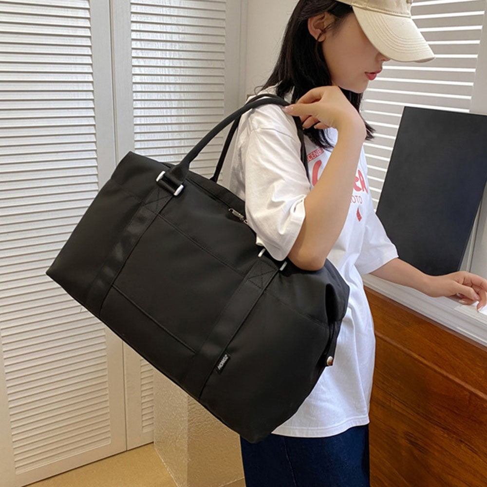 Travel Duffle Bag Carry On Cabin Bag Luggage Bag with Trolley Sleeve Black