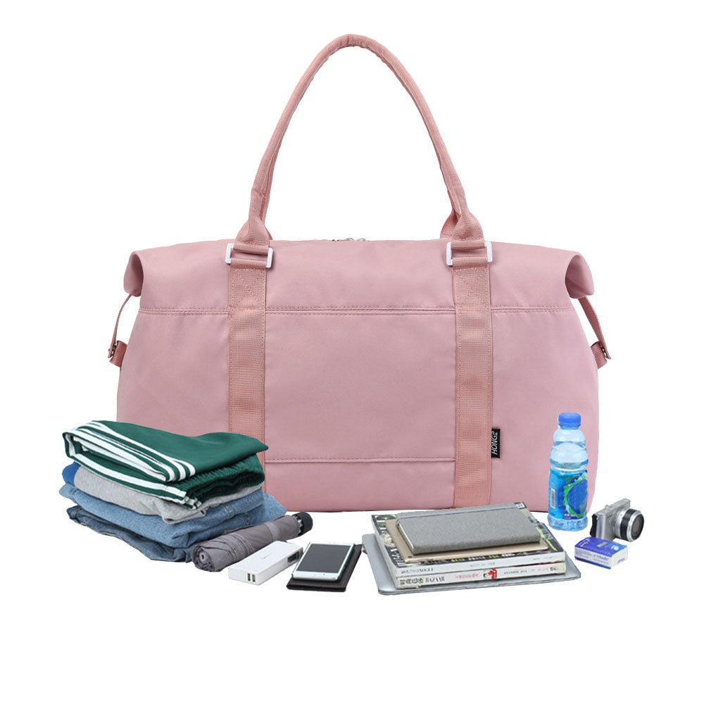 Travel Duffle Bag Carry On Cabin Bag Luggage Bag with Trolley Sleeve Pink