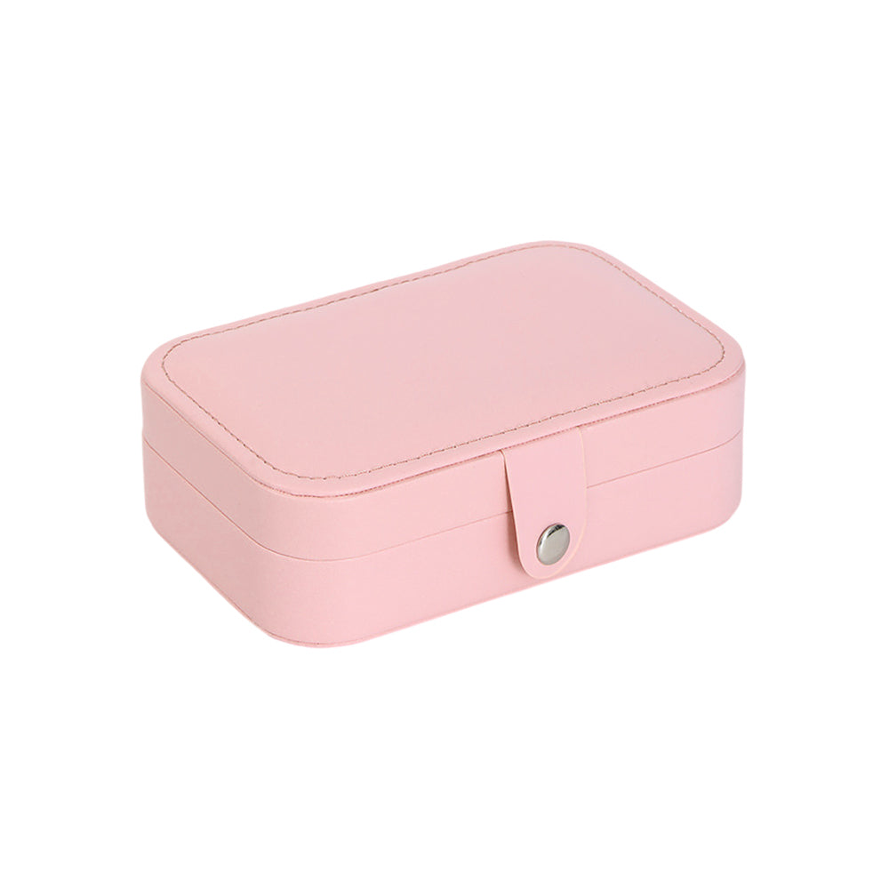 Portable Travel Jewelry Box Organizer Box with Button Pink