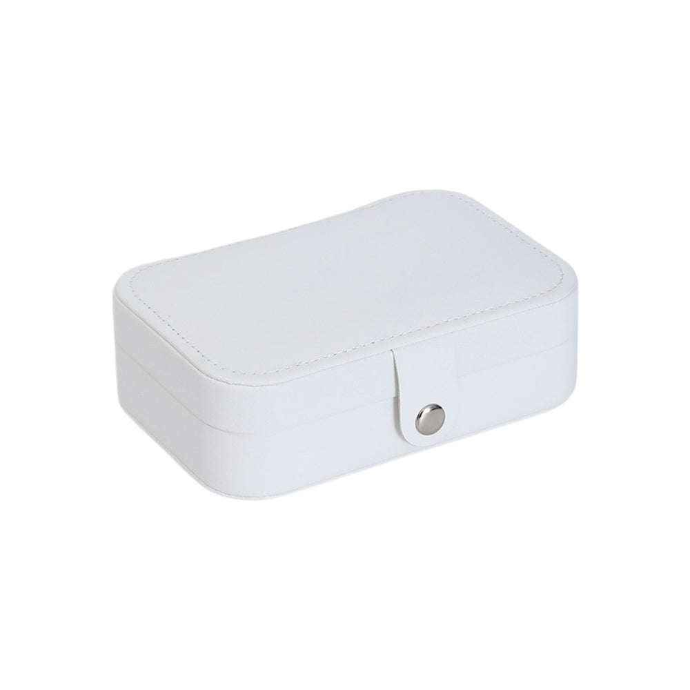 Portable Travel Jewelry Box Organizer Box with Button White