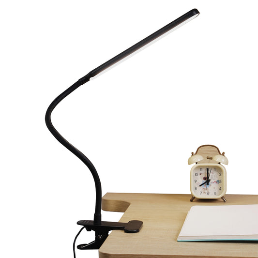 Adjustable Clip On Desk Lamp Reading Light with 3 Colors 10 Brightness Black