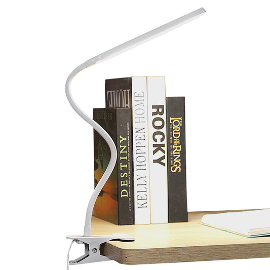 Adjustable Clip On Desk Lamp Reading Light with 3 Colors 10 Brightness White