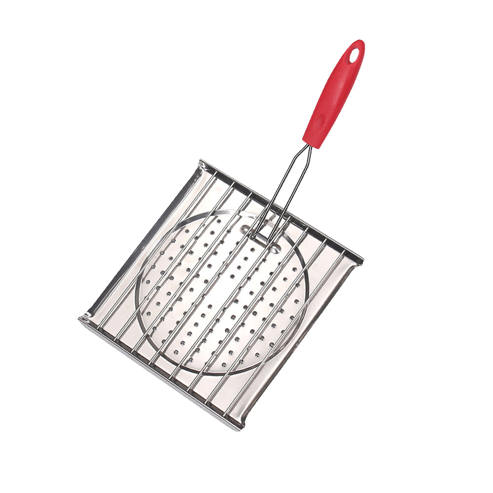 21x20cm Folding Stainless Steel Grilling Basket Toaster with Removable Handle