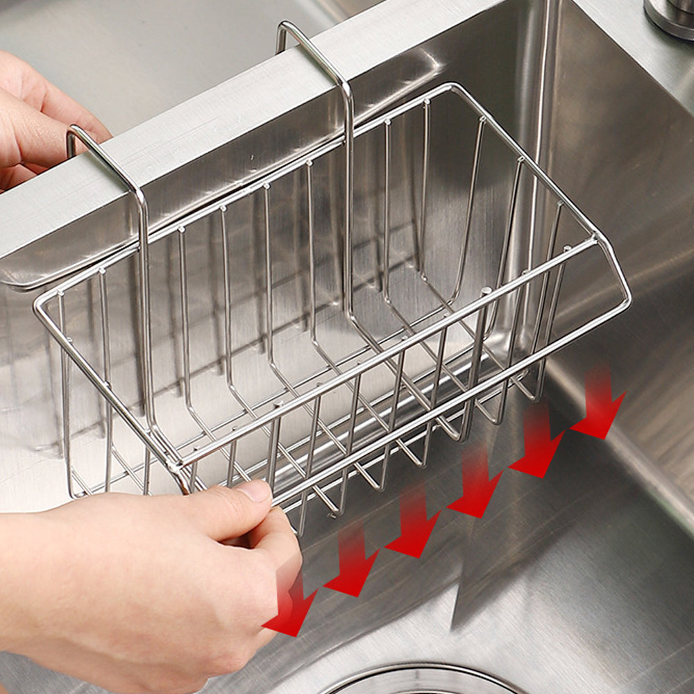 Stainless Steel Kitchen Sponge Holder Sink Hanging Storage Basket Rack