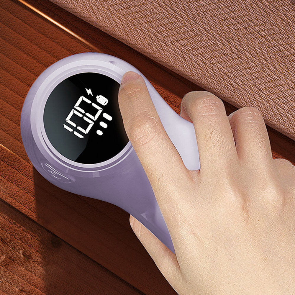 Rechargeable Lint Remover Fabric Shaver with Digital Display Purple