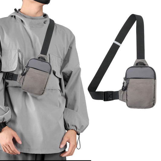 Travel Sling Bag Crossbody Bag Water-resistant Chest Bag for Men Grey