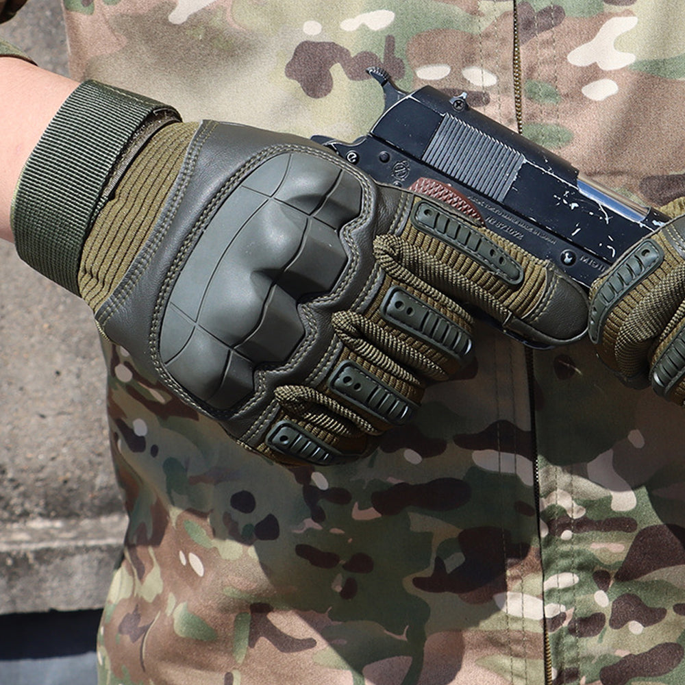Motorcycle Gloves Touch Screen Hard Knuckle Tactical Gloves Green
