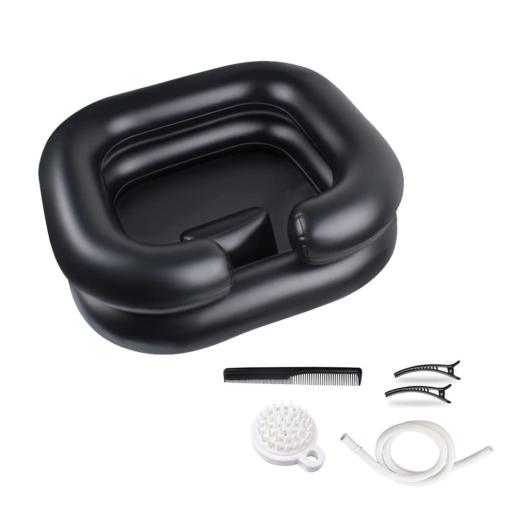 Portable Inflatable Shampoo Basin Bowl Sink for Haircut Dye Hair Wash Black
