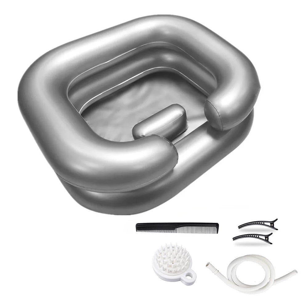 Portable Inflatable Shampoo Basin Bowl Sink for Haircut Dye Hair Wash Grey