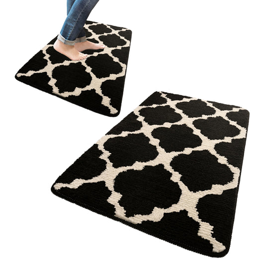 50x80cm Non-Slip Kitchen Mat Absorbent Resist Dirt Kitchen Floor Mat Black