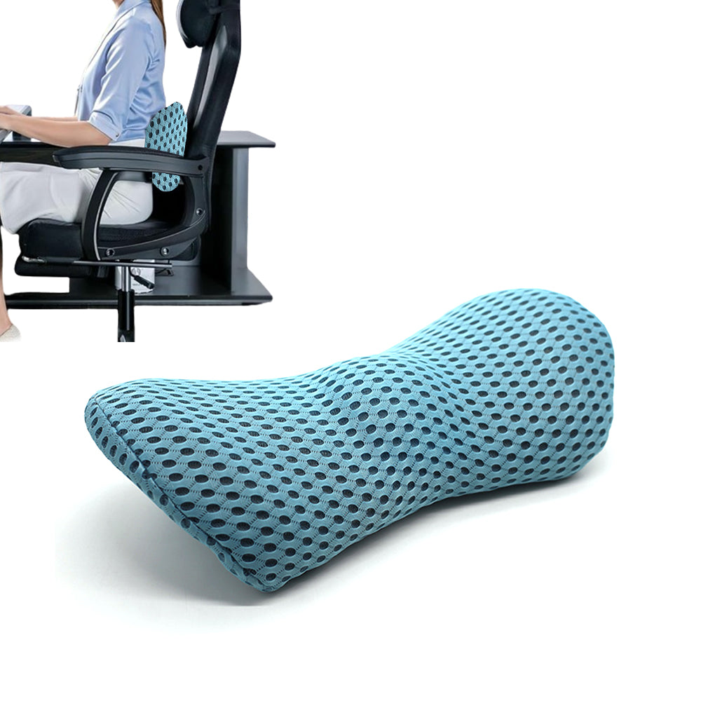 Memory Foam Lumbar Support Pillow Back Support Pillow for Low Back Blue