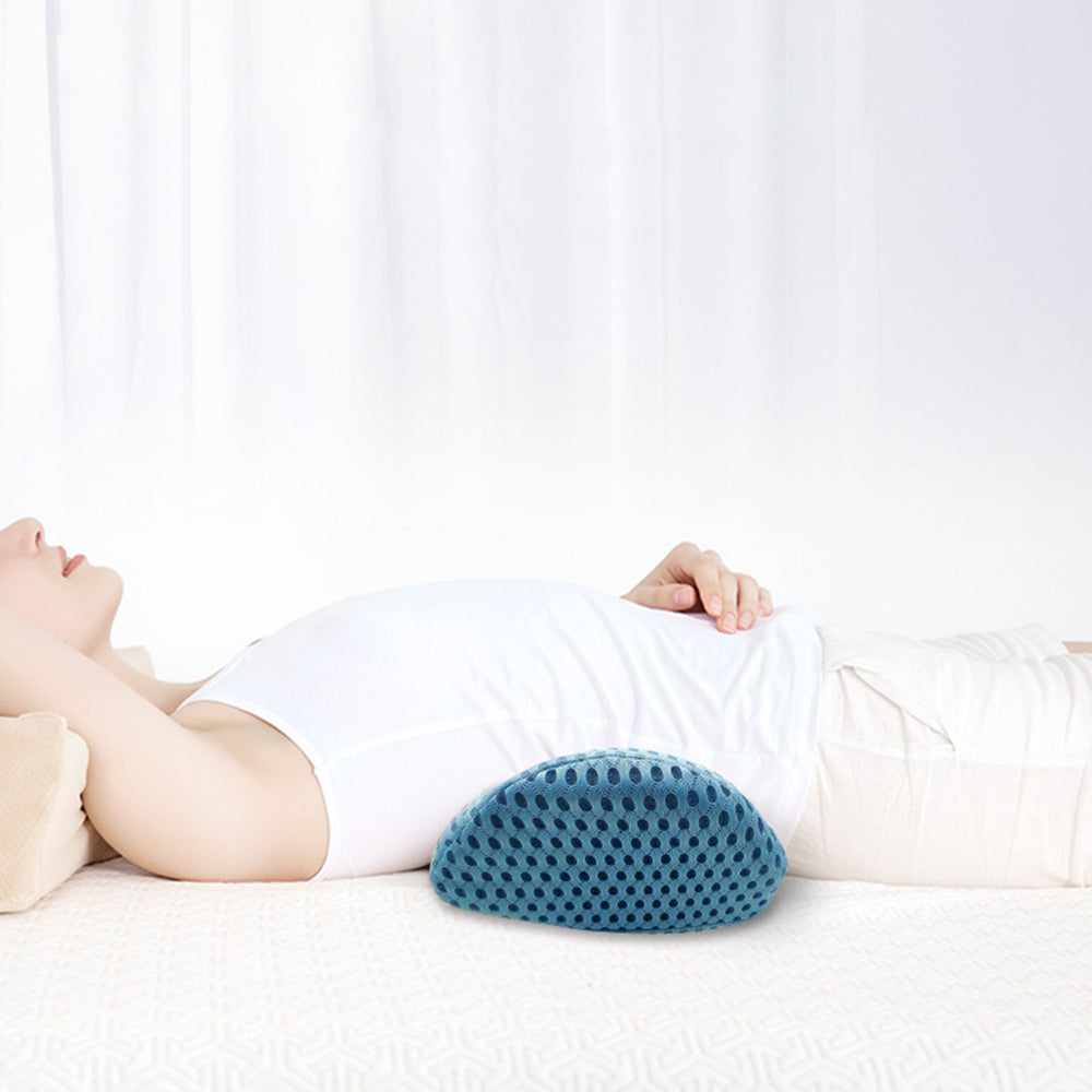Memory Foam Lumbar Support Pillow Back Support Pillow for Low Back Blue
