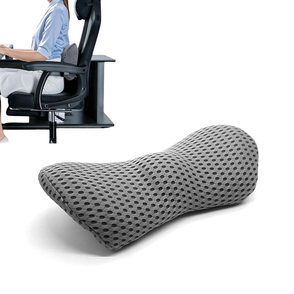 Memory Foam Lumbar Support Pillow Back Support Pillow for Low Back Grey