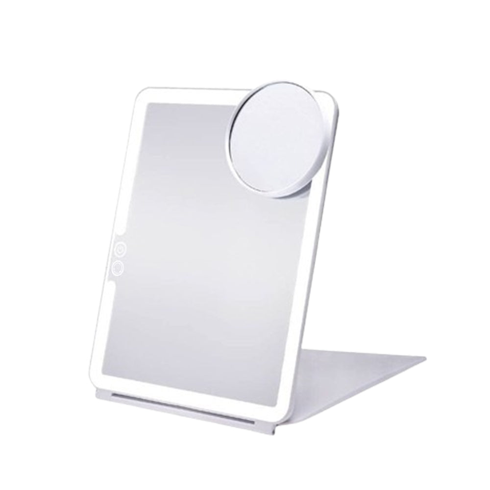 Folding Lighted Makeup Mirror with 3 Colors Light Modes USB Rechargeable White