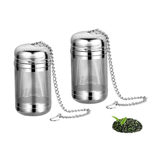 2Pcs Tea Infuser Strainer Fine Mesh Tea Ball holder with Chain Hook and Lid S