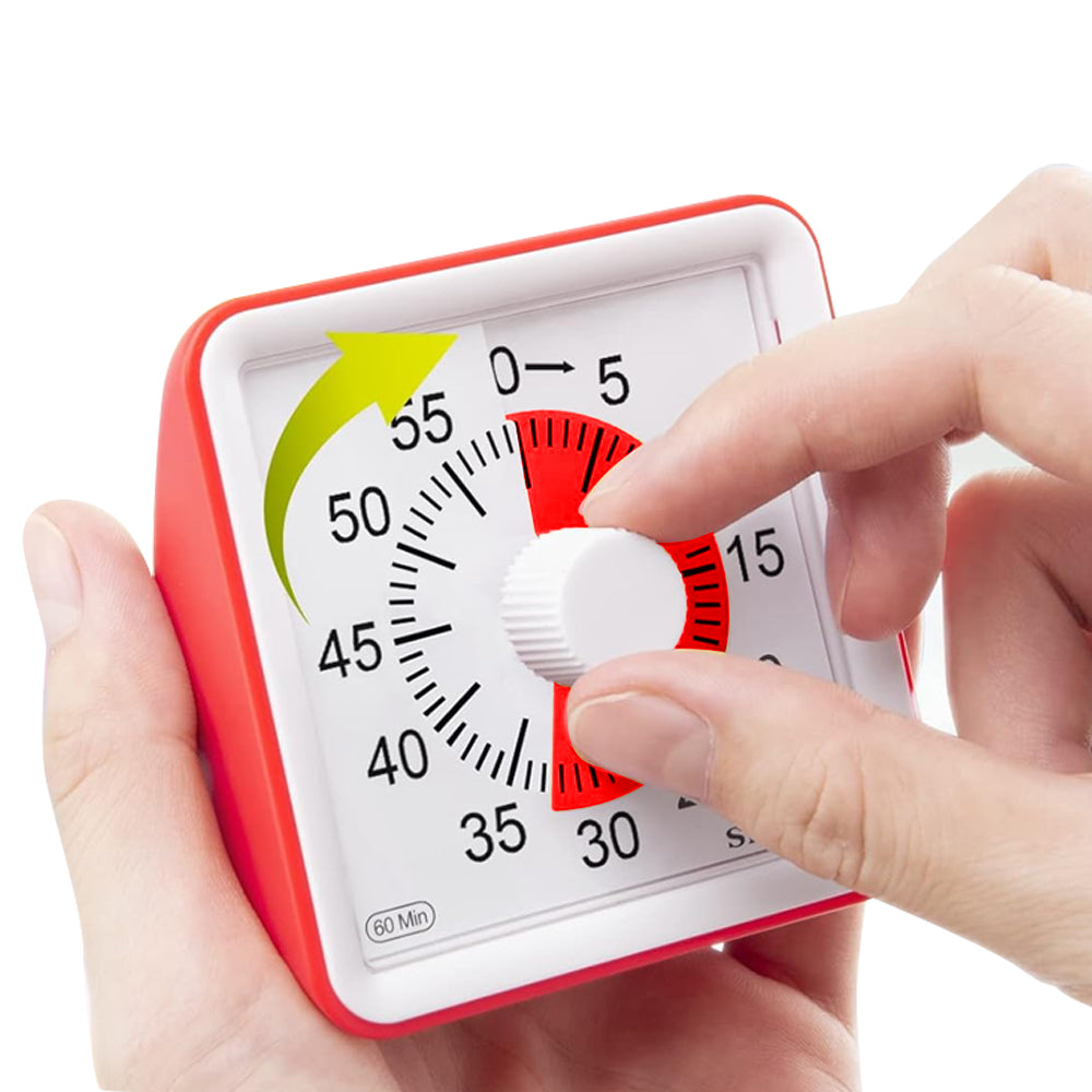 60-Minute Visual Timer Countdown Clock Time Management Tool Red