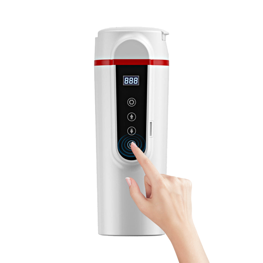 12V/24V Portable Water Boiler Heated Travel Mug Car Electric Kettle White