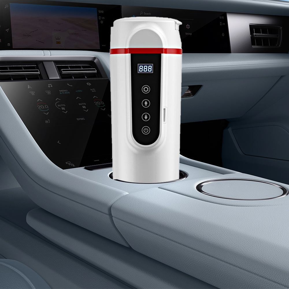 12V/24V Portable Water Boiler Heated Travel Mug Car Electric Kettle White