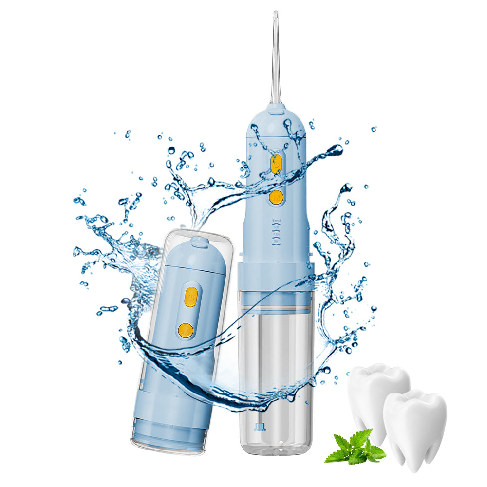 Electric Cordless Water Flosser Portable Oral Irrigator with 4 Nozzles Blue
