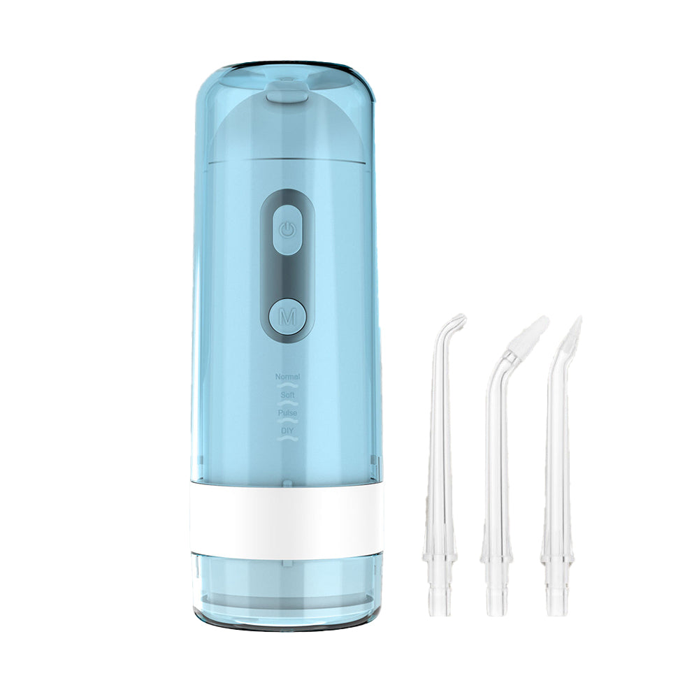 Electric Cordless Water Flosser Portable Oral Irrigator with 4 Nozzles Blue