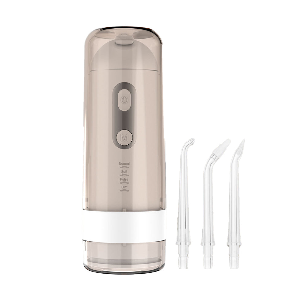 Electric Cordless Water Flosser Portable Oral Irrigator with 4 Nozzles Grey