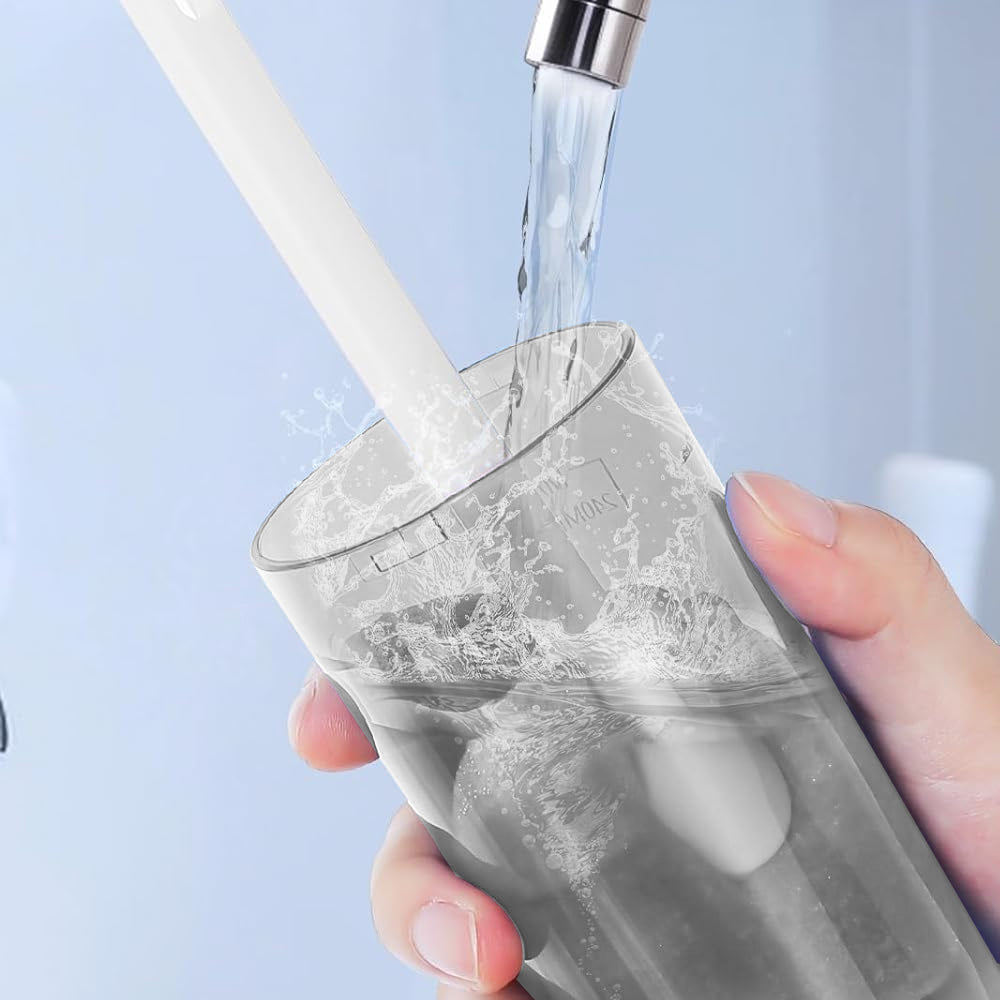 Electric Cordless Water Flosser Portable Oral Irrigator with 4 Nozzles Grey