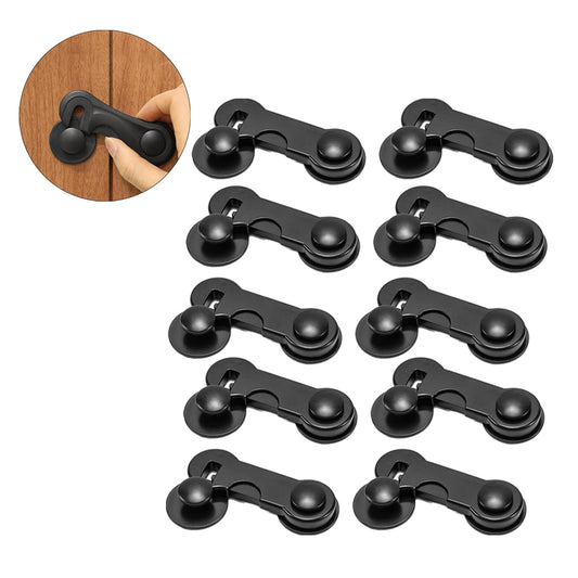 10Pcs Cabinet Locks Childproof Latches with Adhesive for Child Safety Black