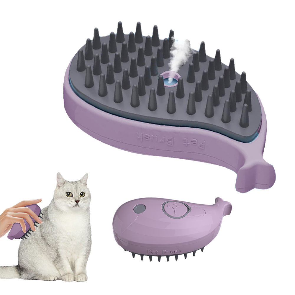 3 in 1 Spray Cat Brush Silicone Massage Grooming Brush Purple