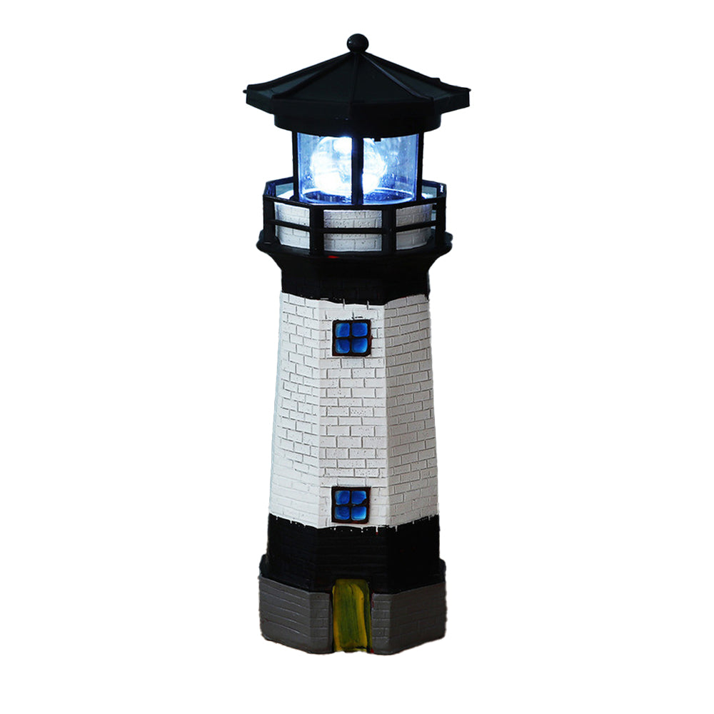 Solar Lighthouse with Rotating Beacon LED Garden Lighthouse Decoration Black