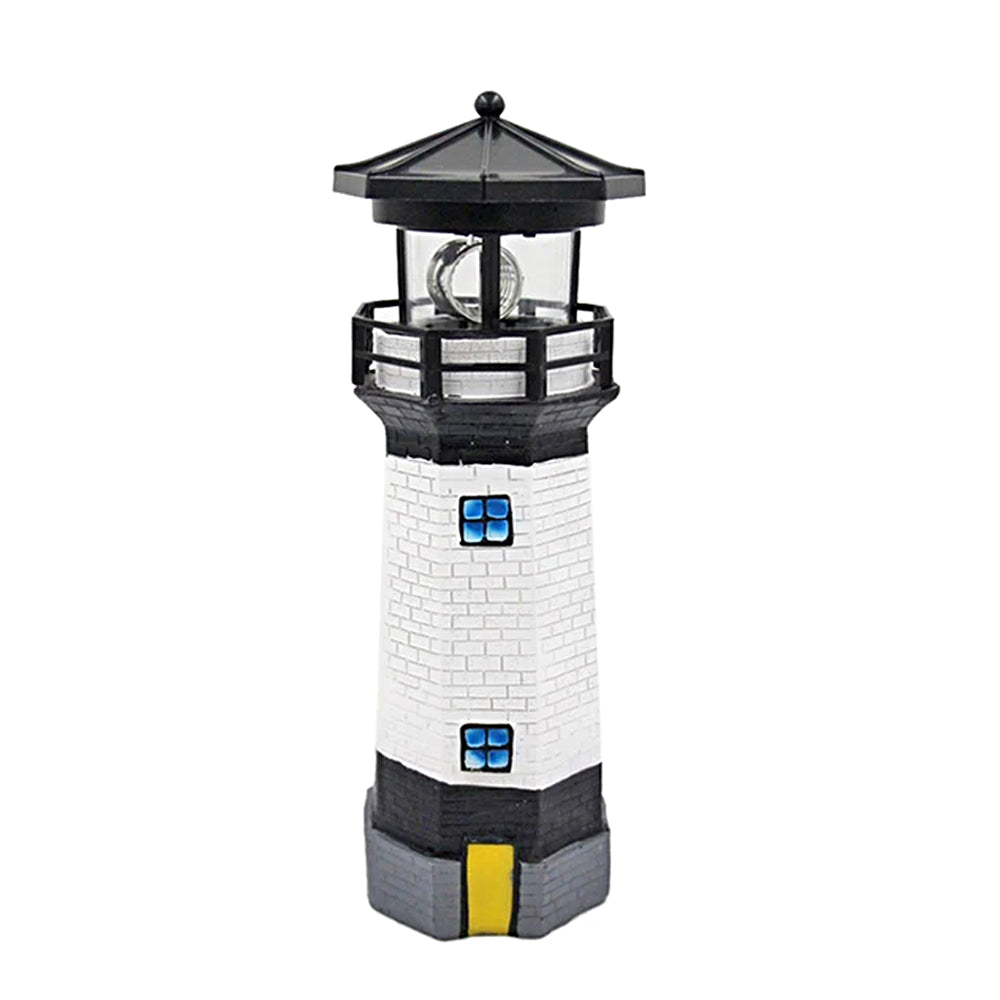 Solar Lighthouse with Rotating Beacon LED Garden Lighthouse Decoration Black