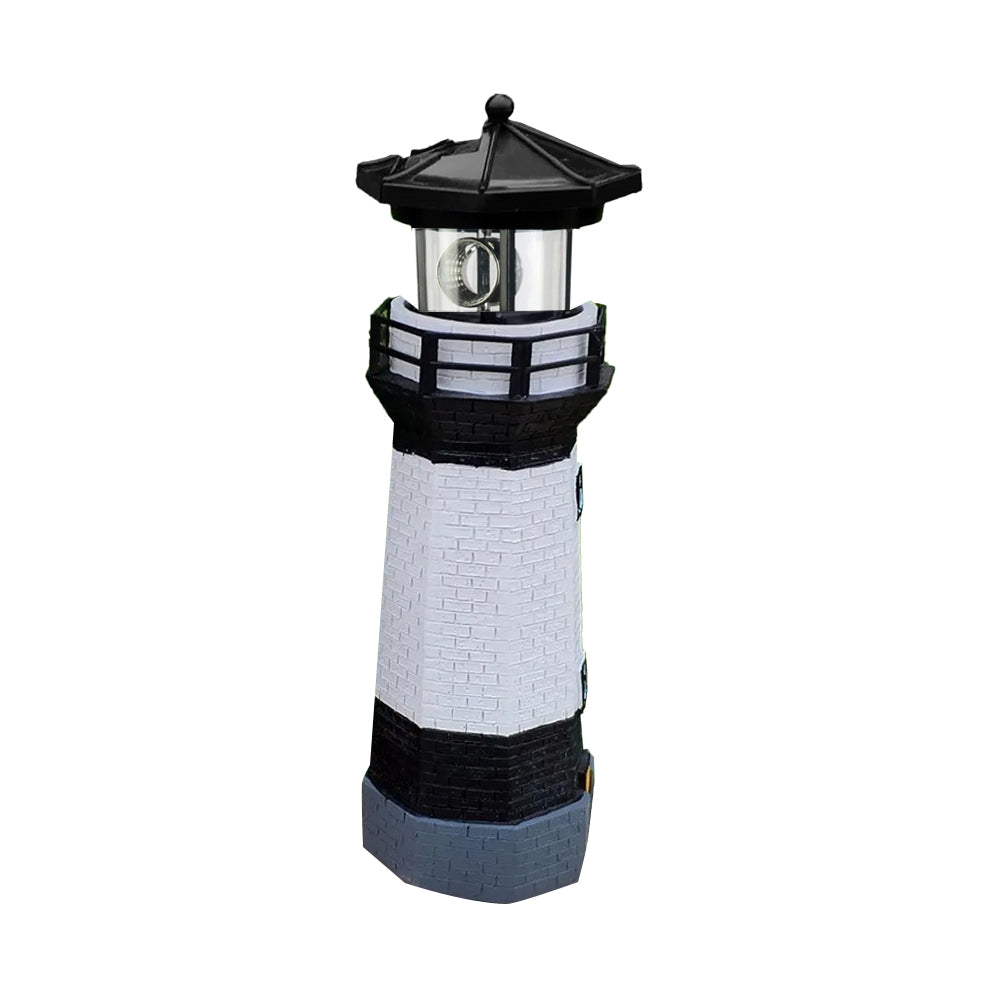 Solar Lighthouse with Rotating Beacon LED Garden Lighthouse Decoration Black