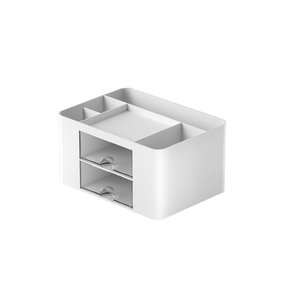 Pen Organizer with 2 Drawer Multi-Functional Pencil Holder for Desk White