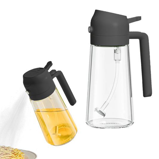 2 in 1 Oil Sprayer 470ML Oil Dispenser Bottle for Kitchen Black
