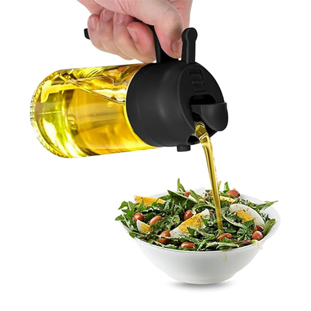 2 in 1 Oil Sprayer 470ML Oil Dispenser Bottle for Kitchen Black