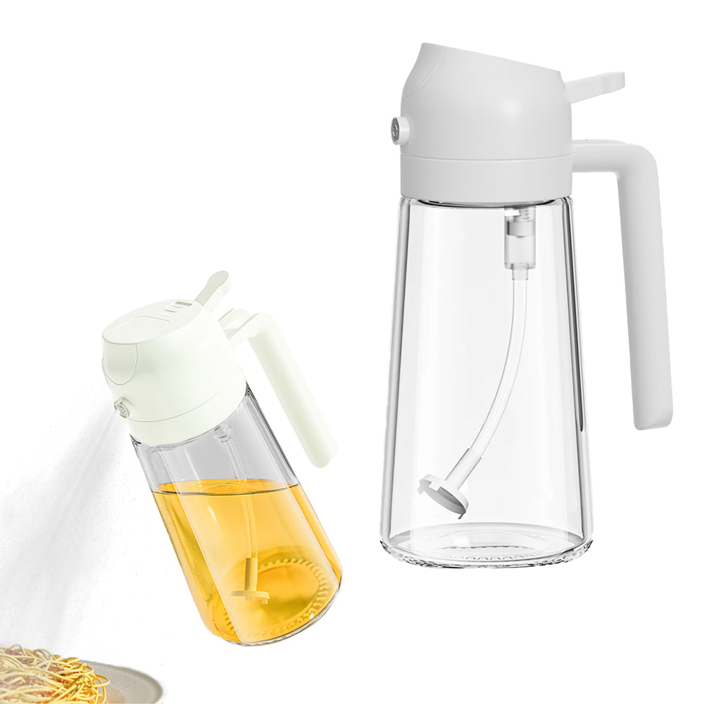 2 in 1 Oil Sprayer 470ML Oil Dispenser Bottle for Kitchen White