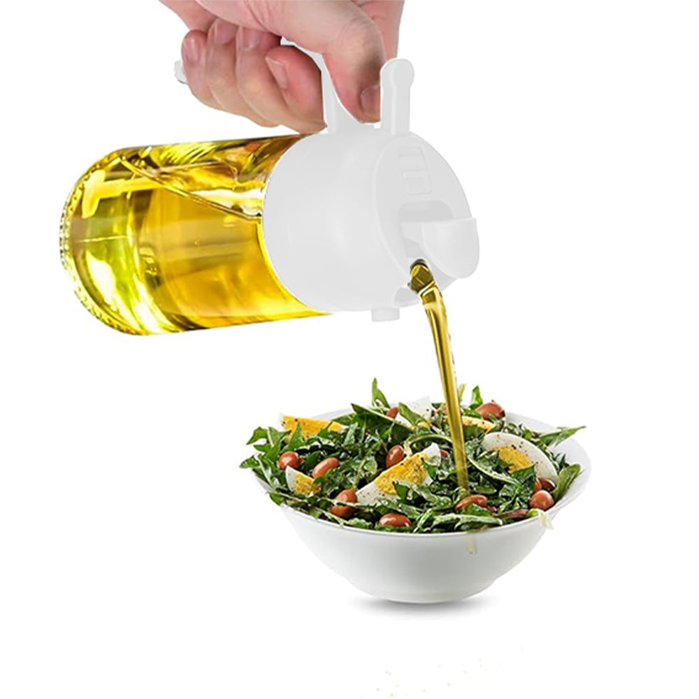 2 in 1 Oil Sprayer 470ML Oil Dispenser Bottle for Kitchen White