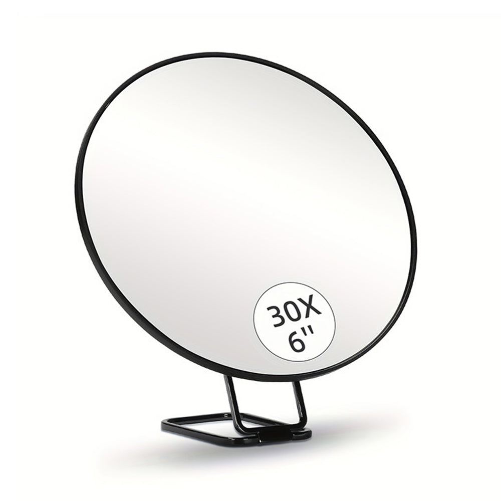 30X Round Magnifying Mirror with 3 Suction Cup 360 Degree Adjustable Stand Black