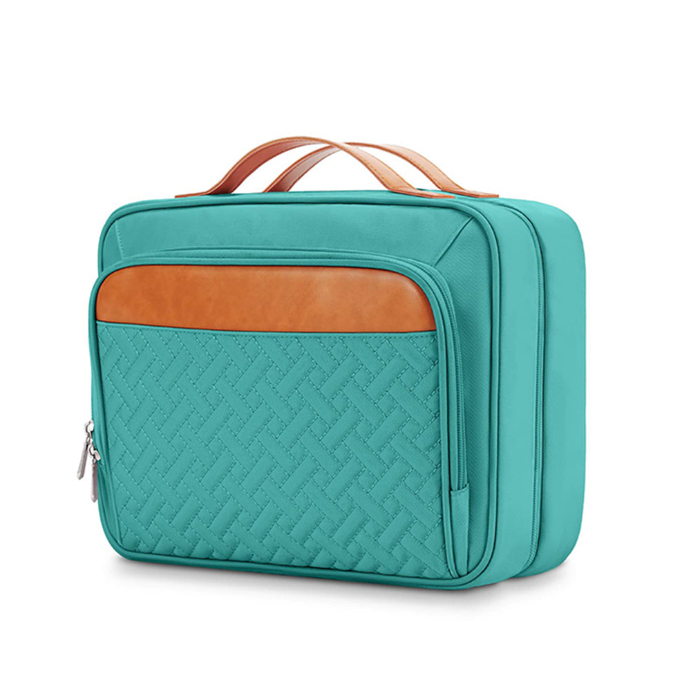 Travel Toiletry Bag Makeup Bag Cosmetic Organizer with Jewelry Organizer Blue